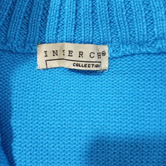 INSEARCH COLLECTION TURQUOISE ZIP UP HIGH COLLAR SWEATER MEN SIZE XL - Picture 2 of 7